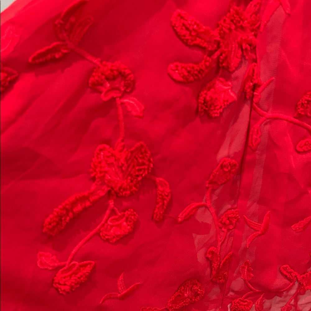Mare Mare Anthropologie Elegant Red Embroidered Dress - can fit up to a Medium - Picture 6 of 6